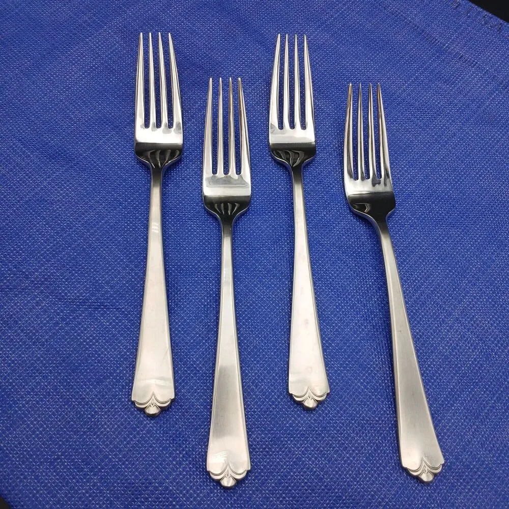 Wallace Lotus 18/8 Stainless Steel Set 4 Dinner Fork Flatware KOREA